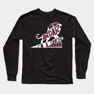 multiple myeloma cancer Awareness burgundy ribbon hear me roar I'm a cancer survivor Long Sleeve T-Shirt